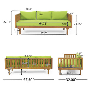 Claremont - 3 Seater Daybed Teak Acacia Wood Water Resistant Cushions