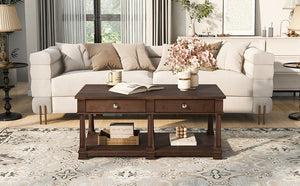 VIBE HAUS Farmhouse Wooden Coffee Table