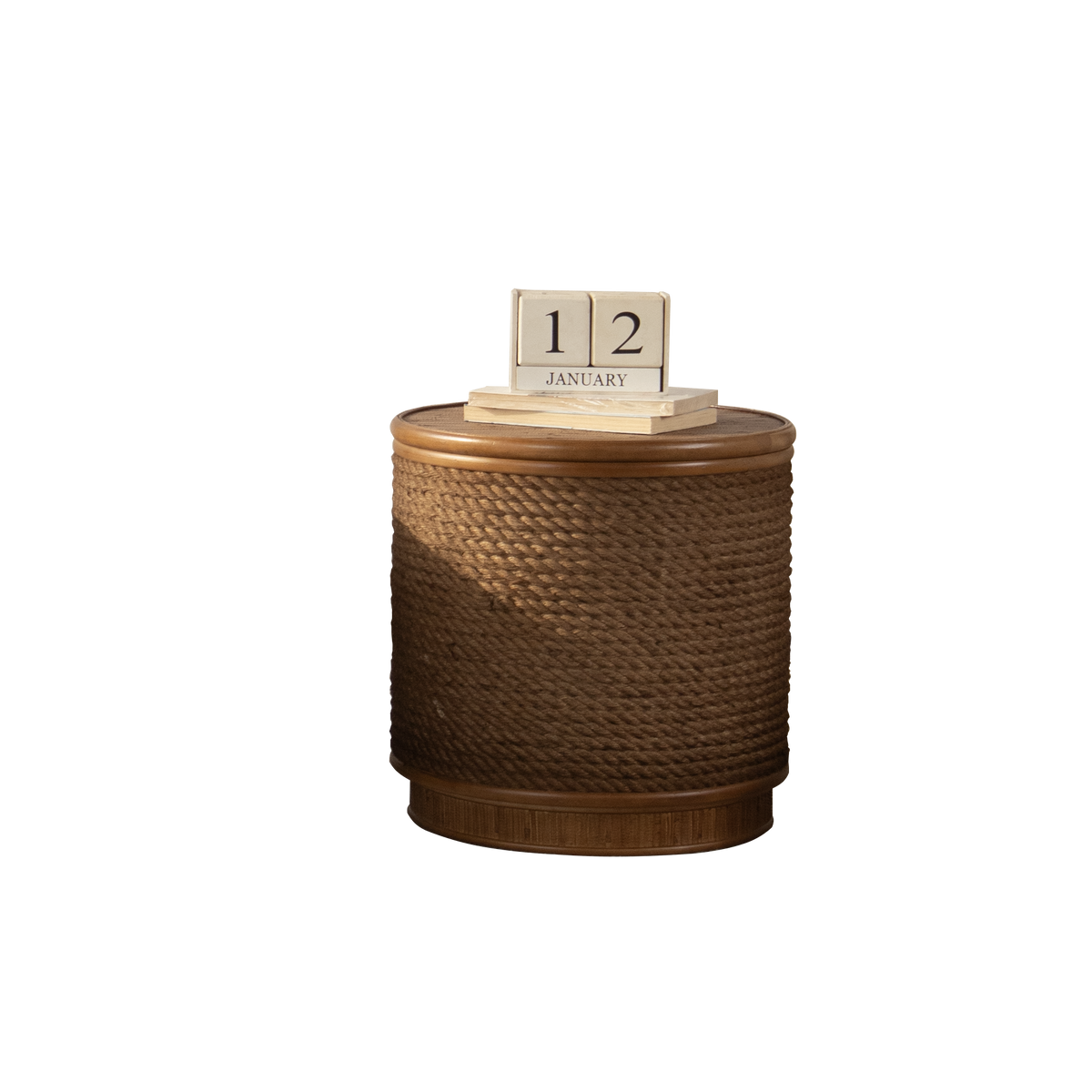 Round Rattan Coffee Table with Lift-Off Lid Storage