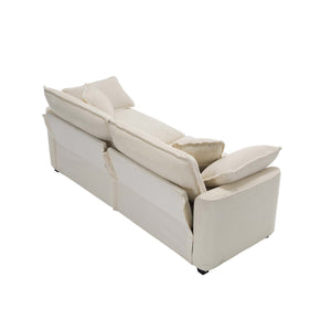 Modern 2 Seater With 4 Pillows, Upholstered Deep Seating Loveseat