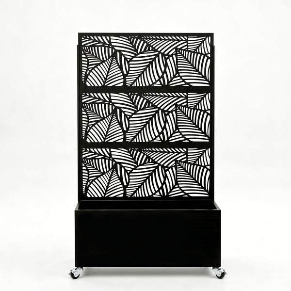 70.87" H × 46.06" W Leaf Pattern Privacy Screen with Planter Box