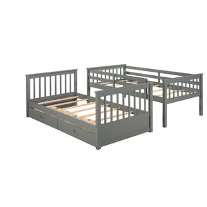 Bunk Bed With Ladders And 2 Storage Drawers