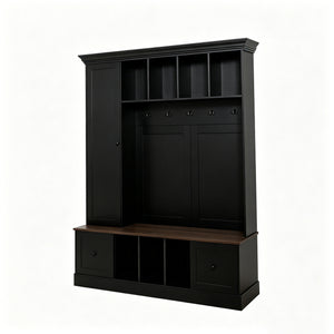 Vibe Haus 62.2'' Farmhouse Hall Tree with Shoe Storage Bench