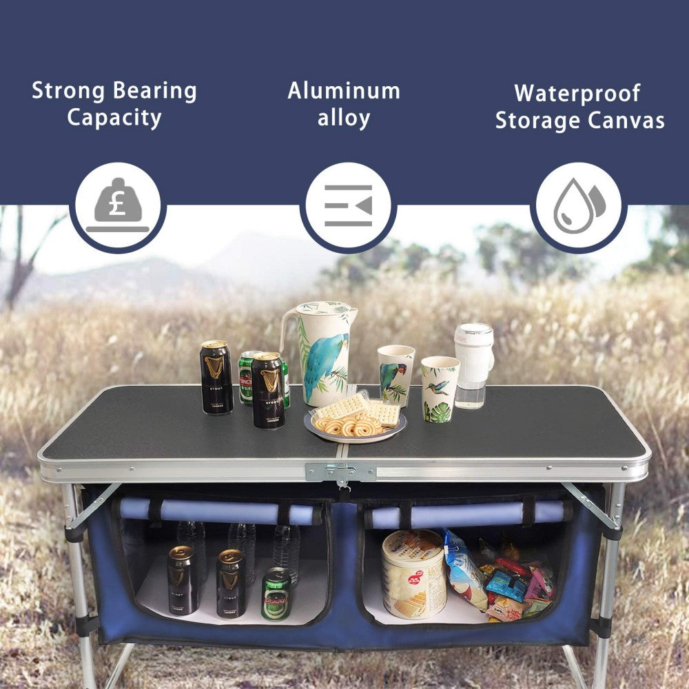 Folding Camping Table With Storage Compartment