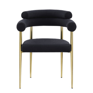 Dining Chairs (Set of 2), Mid-Century Modern Dining Chairs, Kitchen Dining Room Chairs, Round Boucle Backrest Sherpa Dining Chair With Brushed Metal Legs