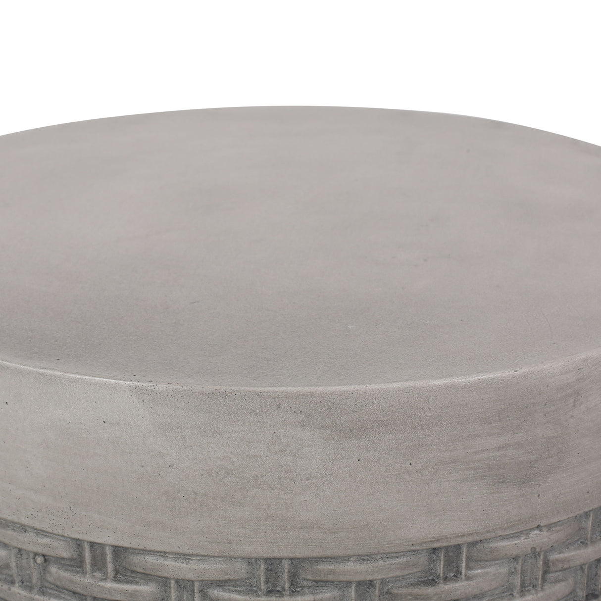 Outdoor Lightweight End Table Round Concrete Outdoor Side Table - Natural