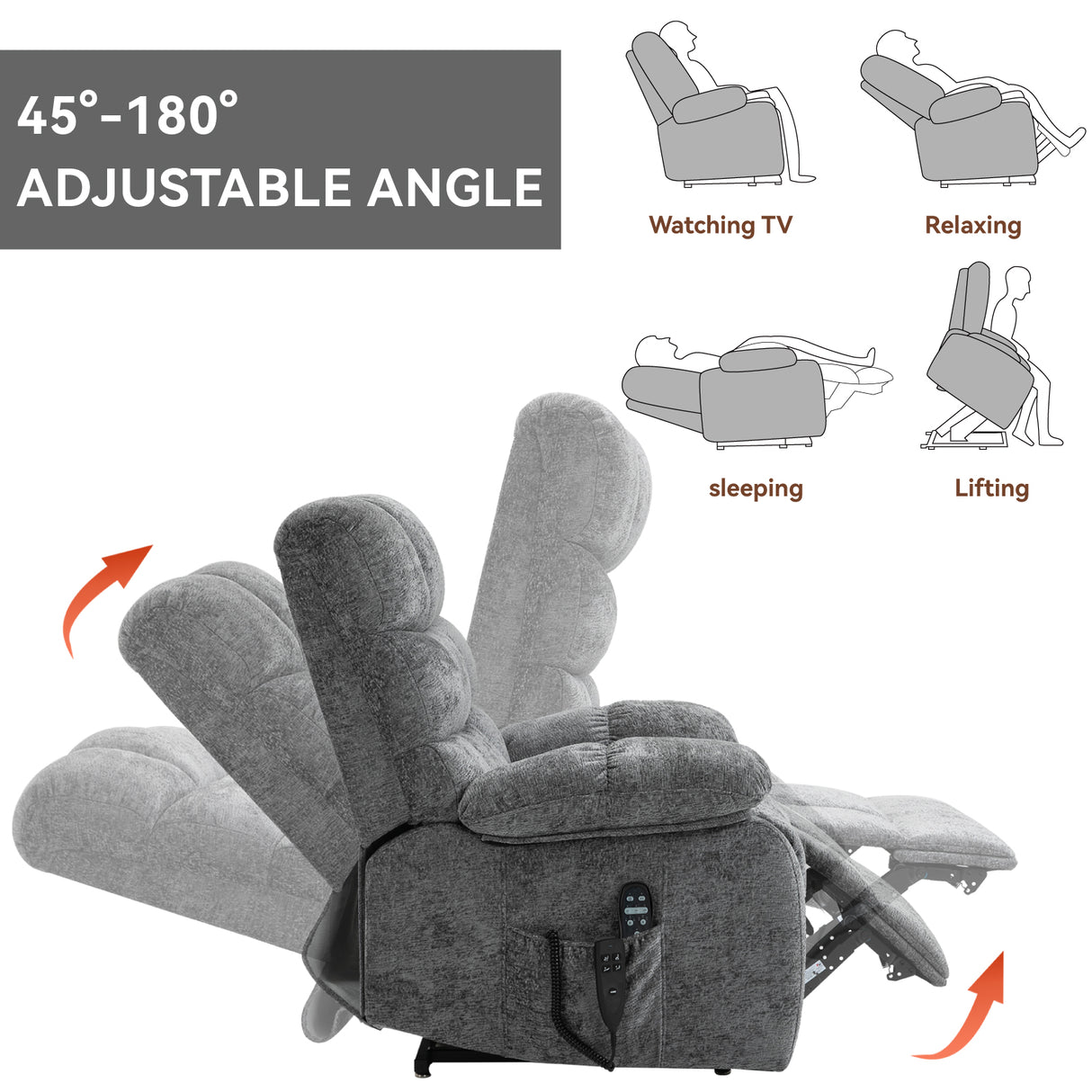 Lift Recliner Chair Heat Massage Dual Motor Infinite Position