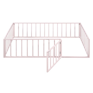 Metal Floor Bed Frame With Fence And Door