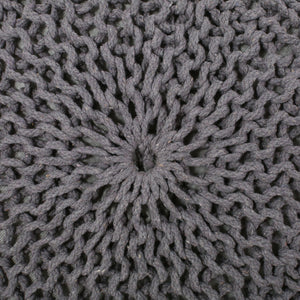 Hazel - Modern Knitted Cotton Yarn Round Pouf With Eco Friendly Pet Fibers - Dark Gray