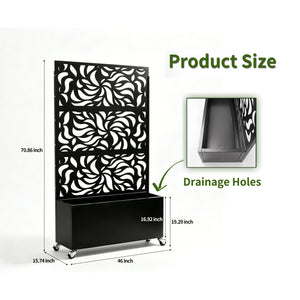70.87" H × 46.06" W Leaf Pattern Privacy Screen with Planter Box