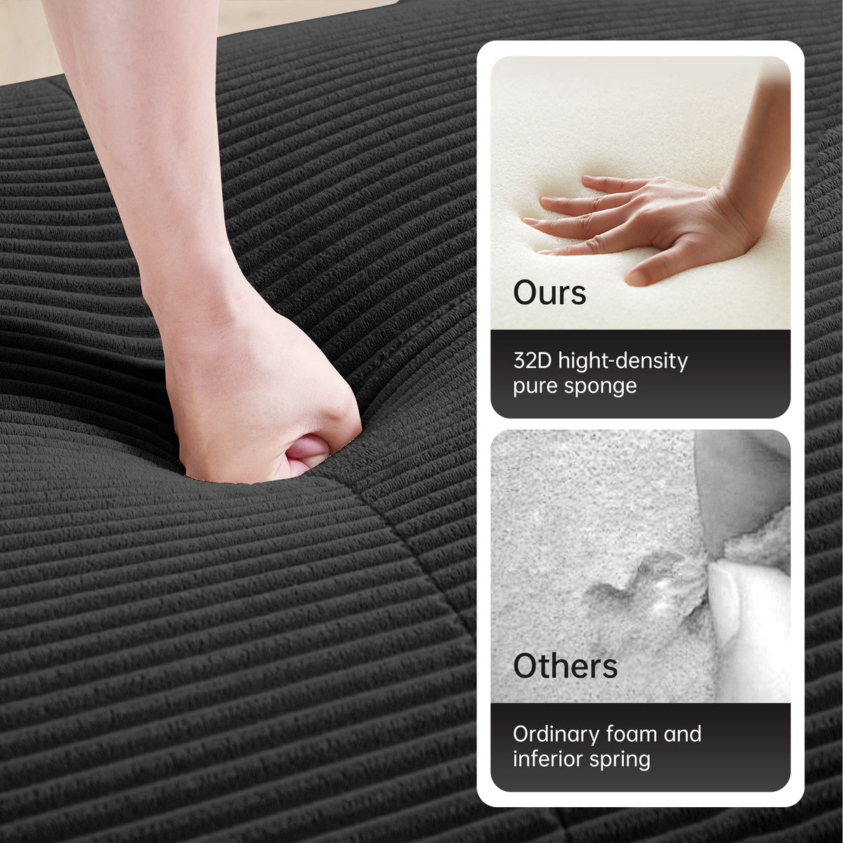 U-Shaped Modular Sofa with Breathable Corduroy Fabric