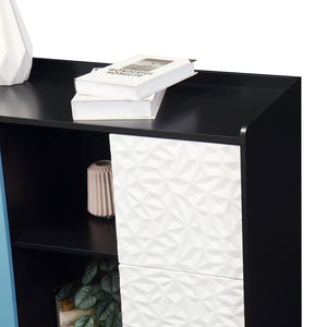 Modern Sideboard Buffet Cabinet With Doors And Unique Panel Styling
