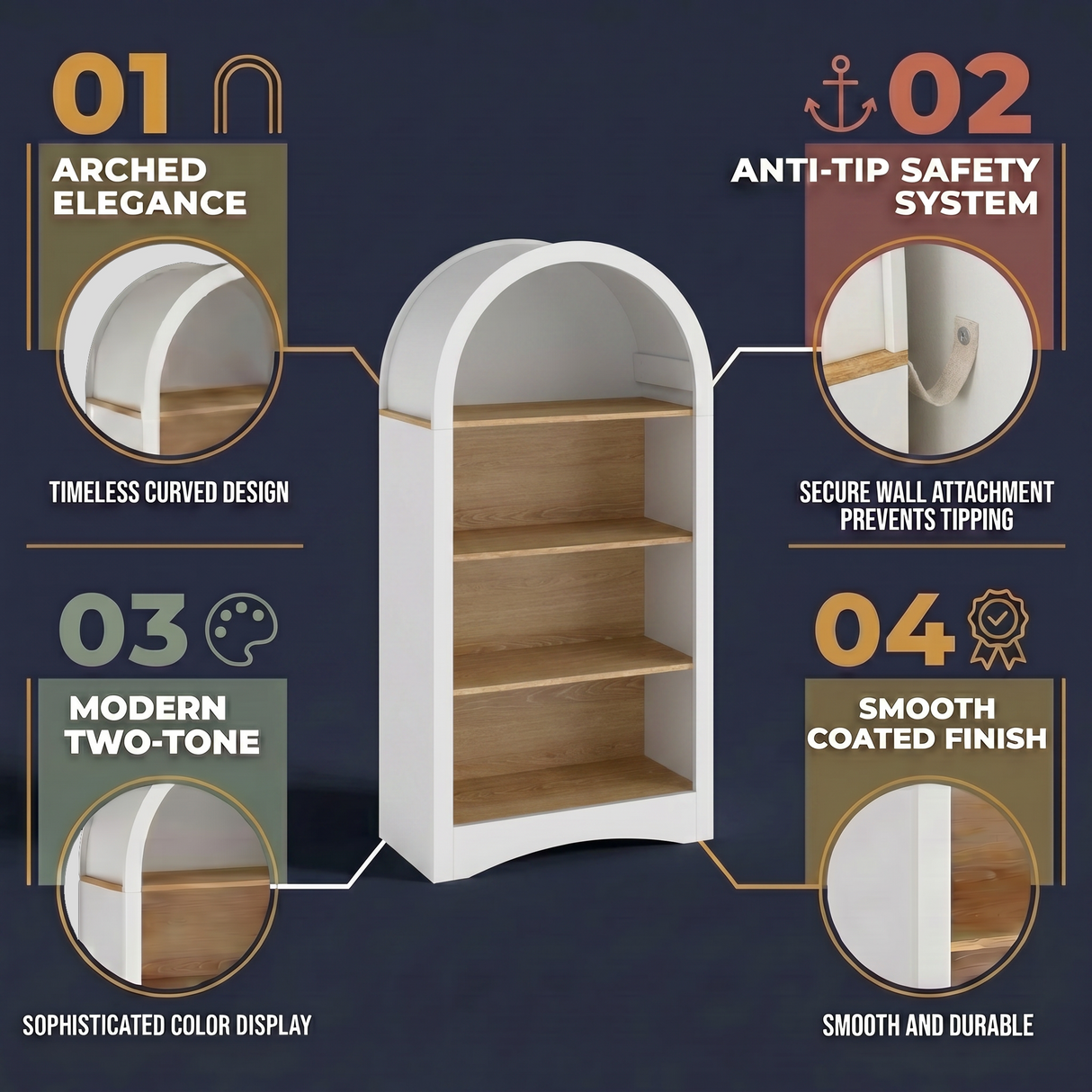 47" Freestanding Display Rack with Woodgrain Shelves