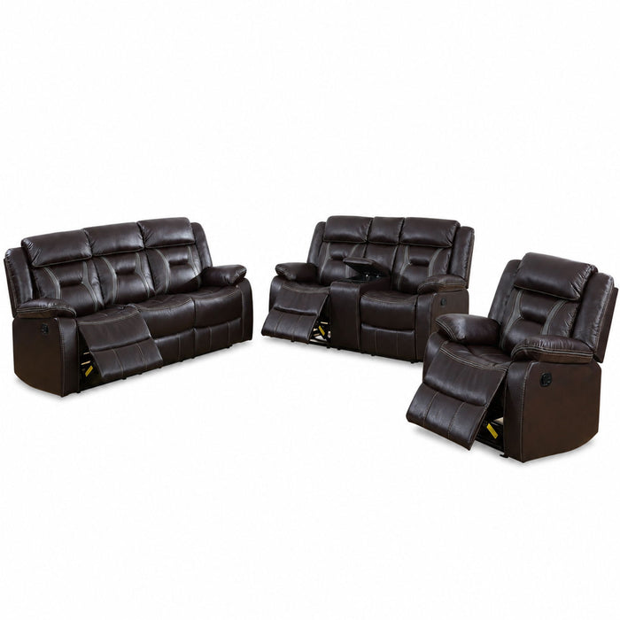 Tufted Living Room Set with Pillow Armrests and Cup Holders - Dark Brown or Dark Gray