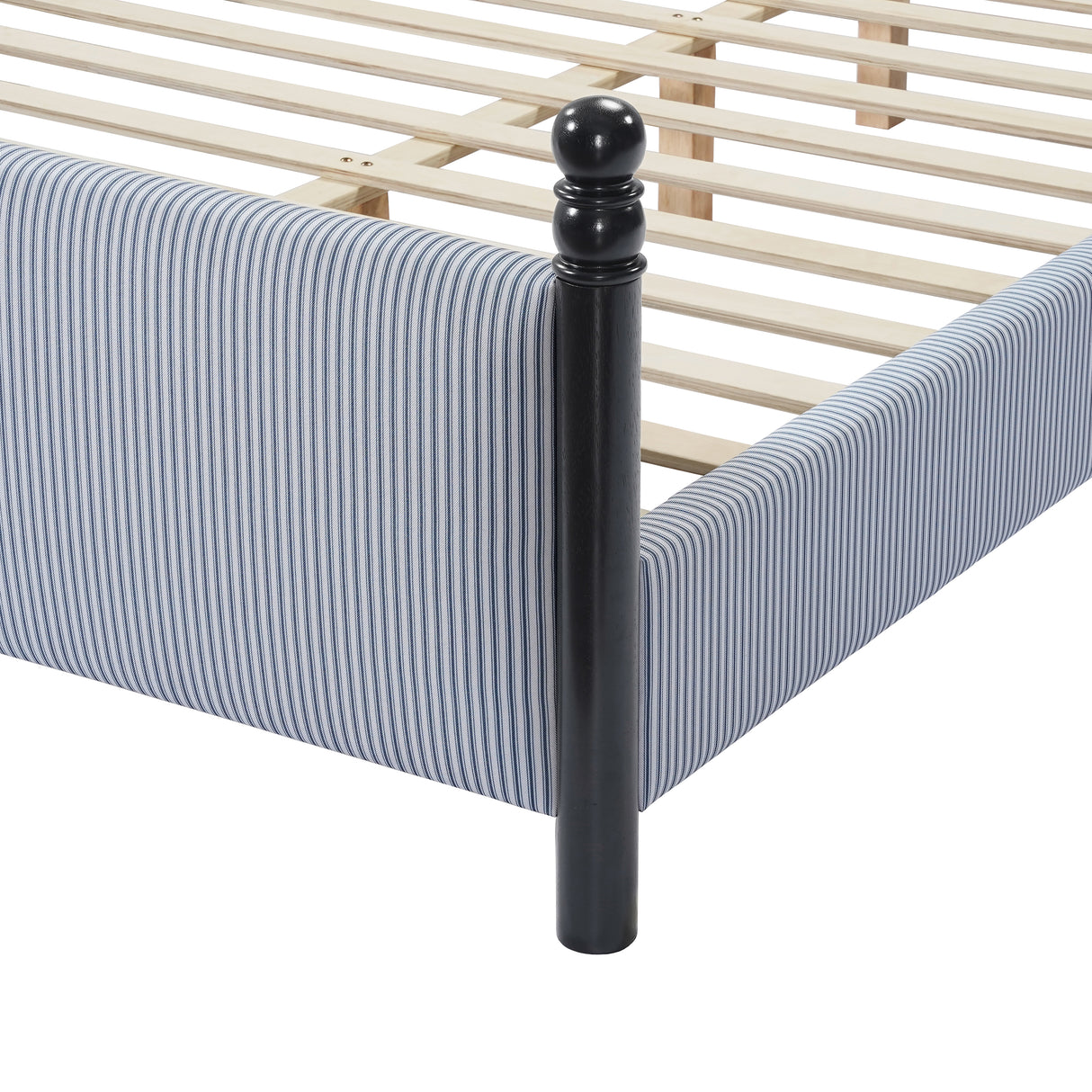 48-inch Striped Rubberwood Upholstered Bed, King