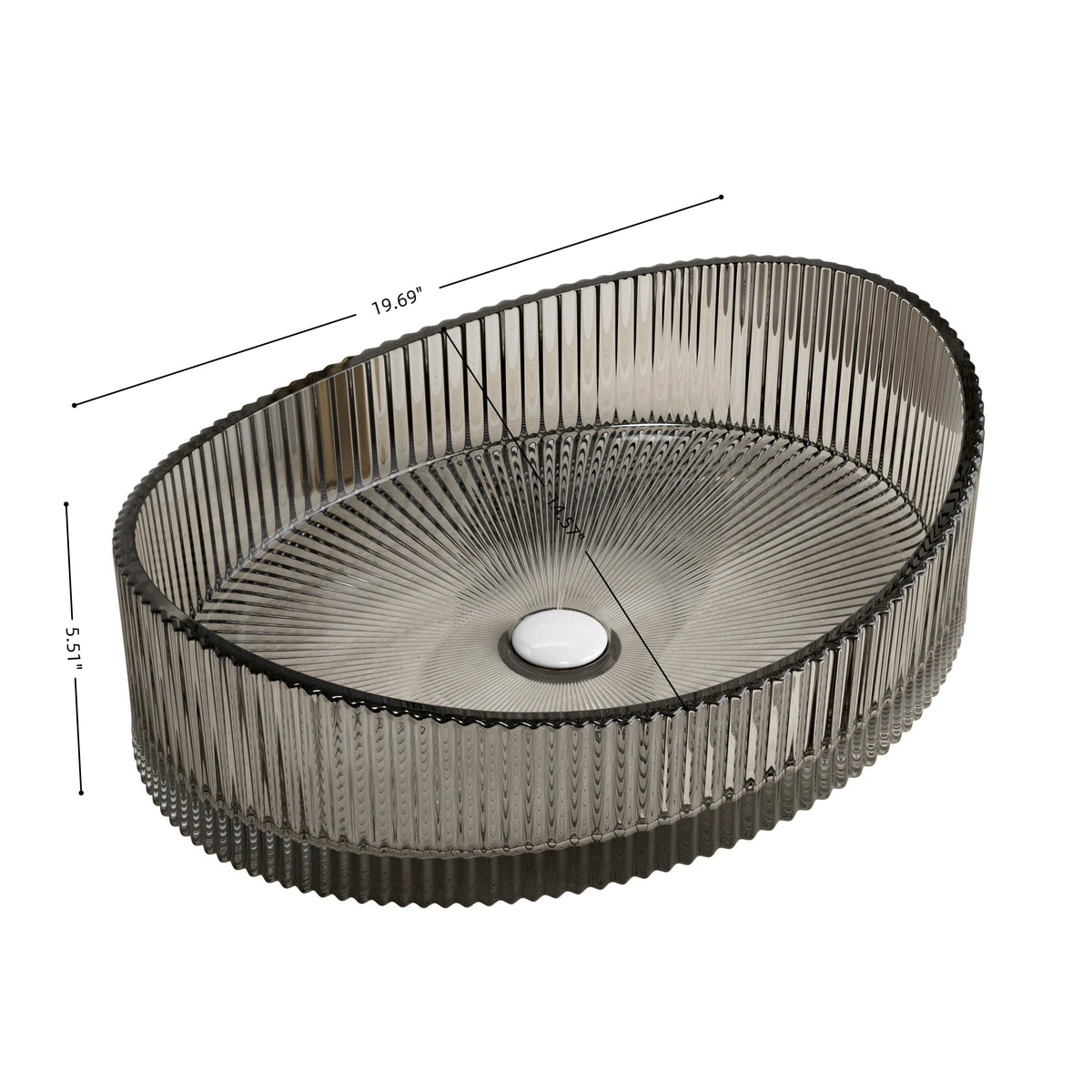 Lina 20'' Bathroom Yuanbao Shape Crystal Glass Sink