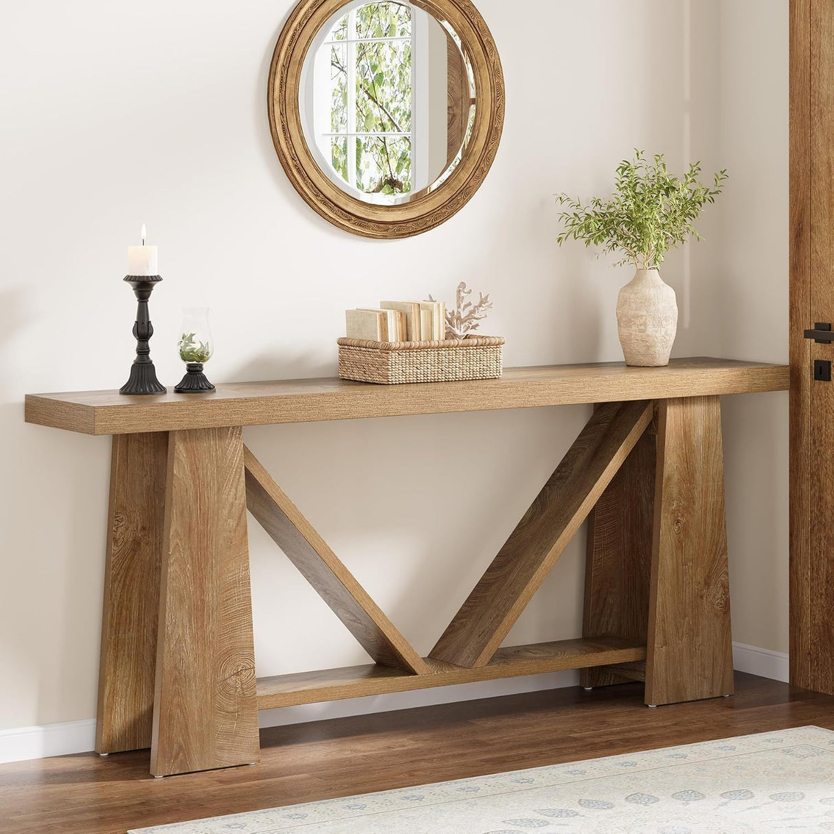Slim 2 Tier Entryway Accent Extra Long Console Table