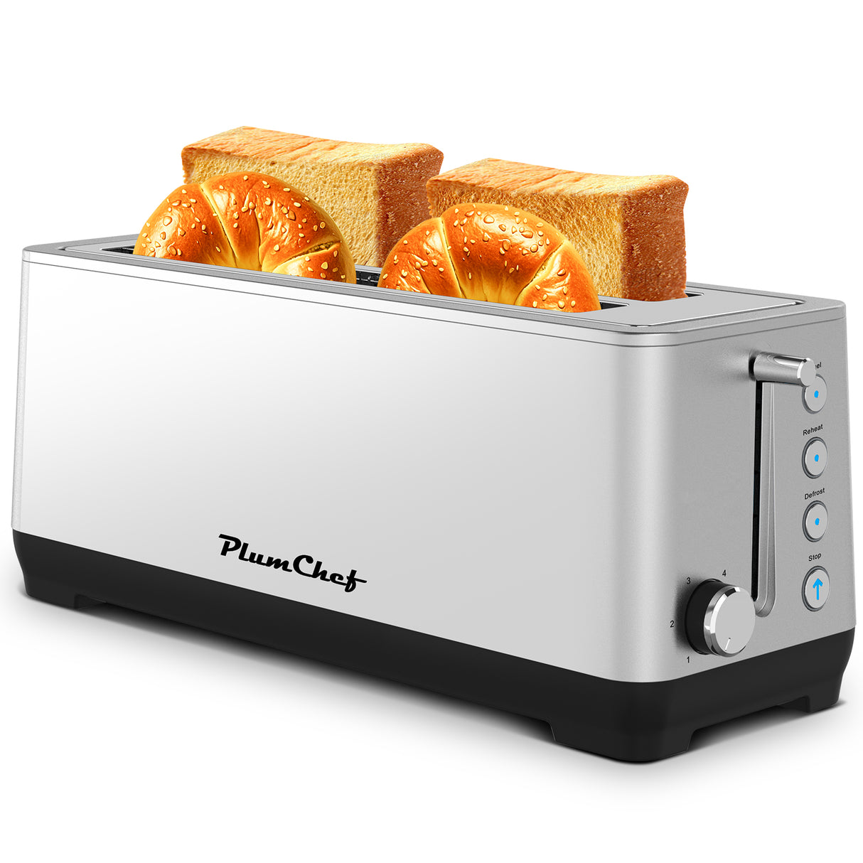4-Slice Extra Wide Long Slot Toaster (Silver, 1500W)