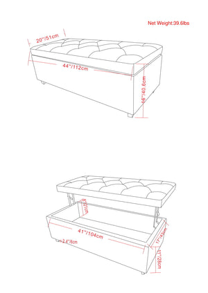 Hamilton - Upholstered Lift Top Rectangular Storage Ottoman