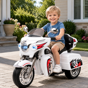 12V Kids Ride On Motorcycle, Electric Toddler Motorcycle Toy with LED Lights, Wireless Music, Large Storage Trunk, Soft PU Seat, Forward & Reverse, Rechargeable Electric Vehicle for 3-6 Years Old
