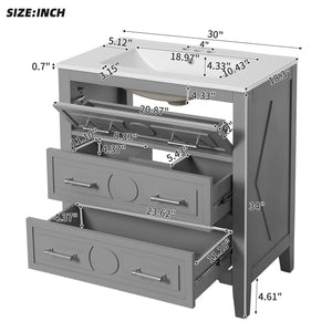 Retro Bathroom Vanity With Sink Combo, Free Standing Single Set With 3 Drawers