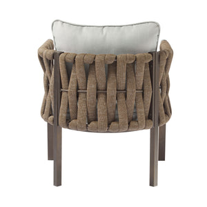 2 Pieces Outdoor Metal Patio Club Chair, Patio Furniture Arm Chair With Cushion, Modern Outdoor Furniture Deep Seating For Porch, Garden, Backyard, Balcony - Brown / Light Gray