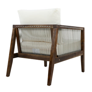 Outdoor Club Chairs (Set of 2), Acacia Wood Frame with Rope Back, Water-Repellent