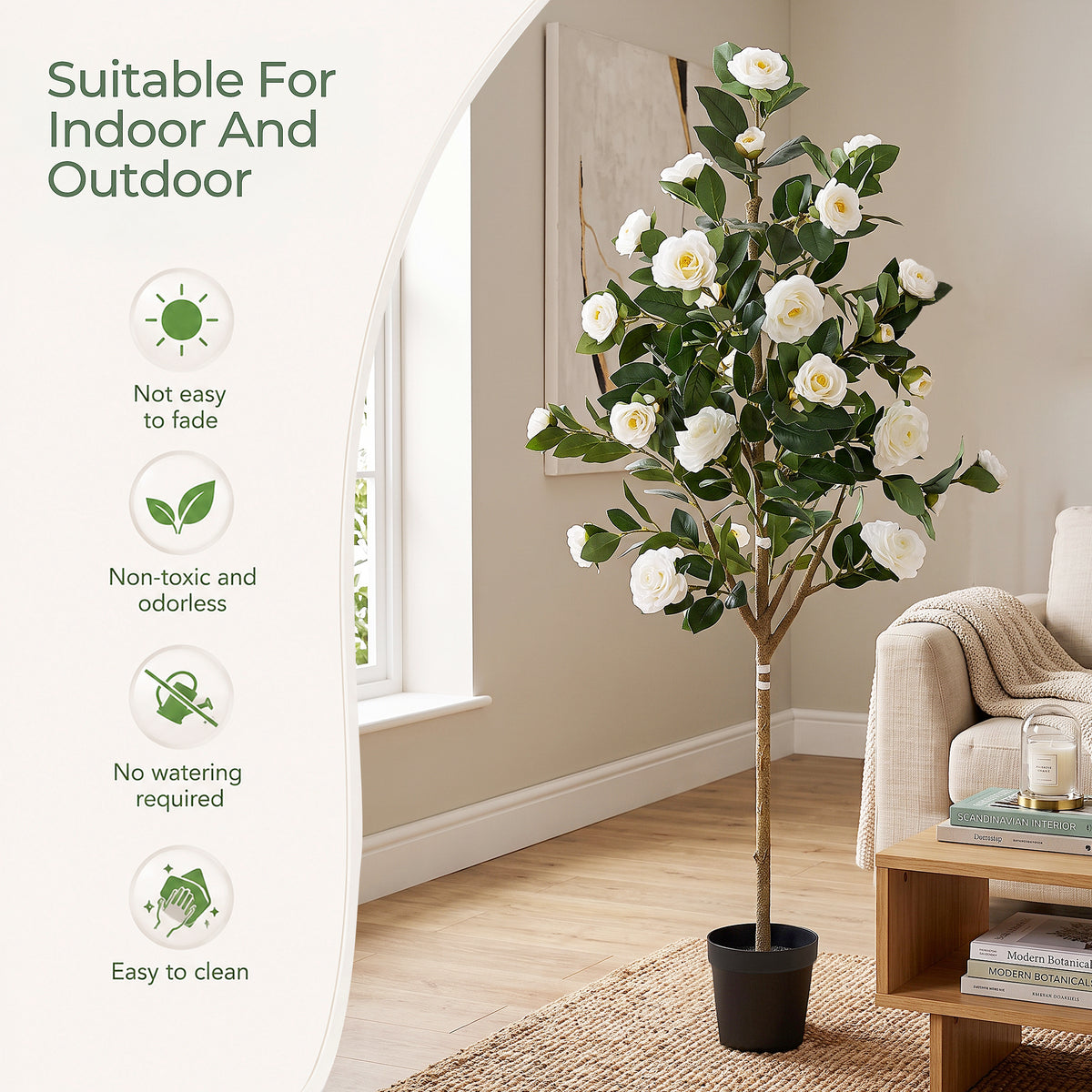 Artificial Camellia Tree 5-FT Faux Plants Indoor