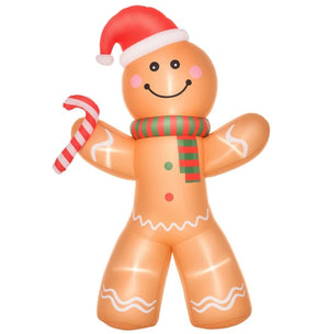 Outdoor Inflatable Gingerbread Man with Candy Cane