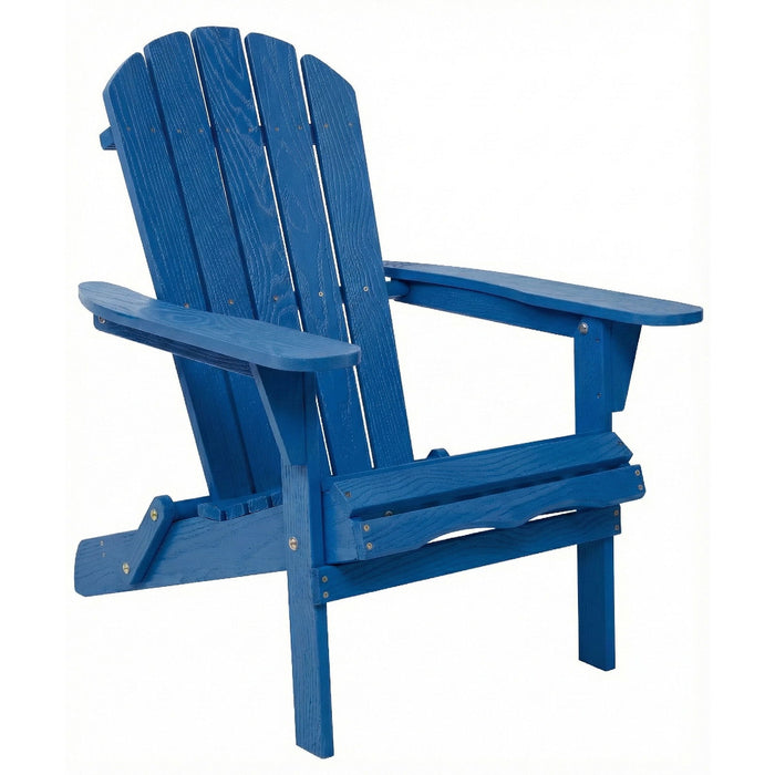 Outdoor Folding Adirondack Chair with Pre-Assembled Backrest & Seat Board - Navy Blue