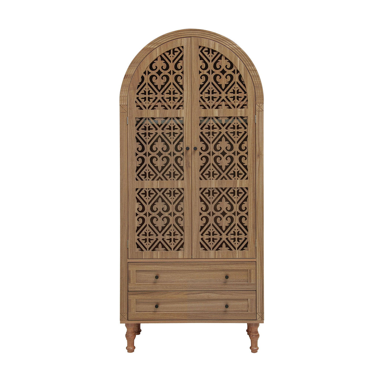 Tall Kitchen Pantry Cabinet With Hollow Carved Doors