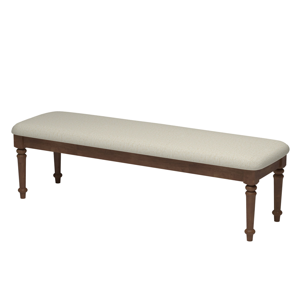 Farmhouse Upholstered Bed Bench, 59.8-Inch, Beige Linen with Rubberwood Legs