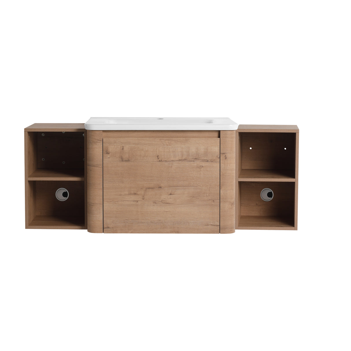 52" Wall-Mounted Bathroom Vanity with Ceramic Sink