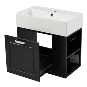 Modern Wall Mounted Bathroom Vanity With Sink, Soft Close Drawer, Adjustable Shelf, Toilet Paper Holder - Best Buy Furniture