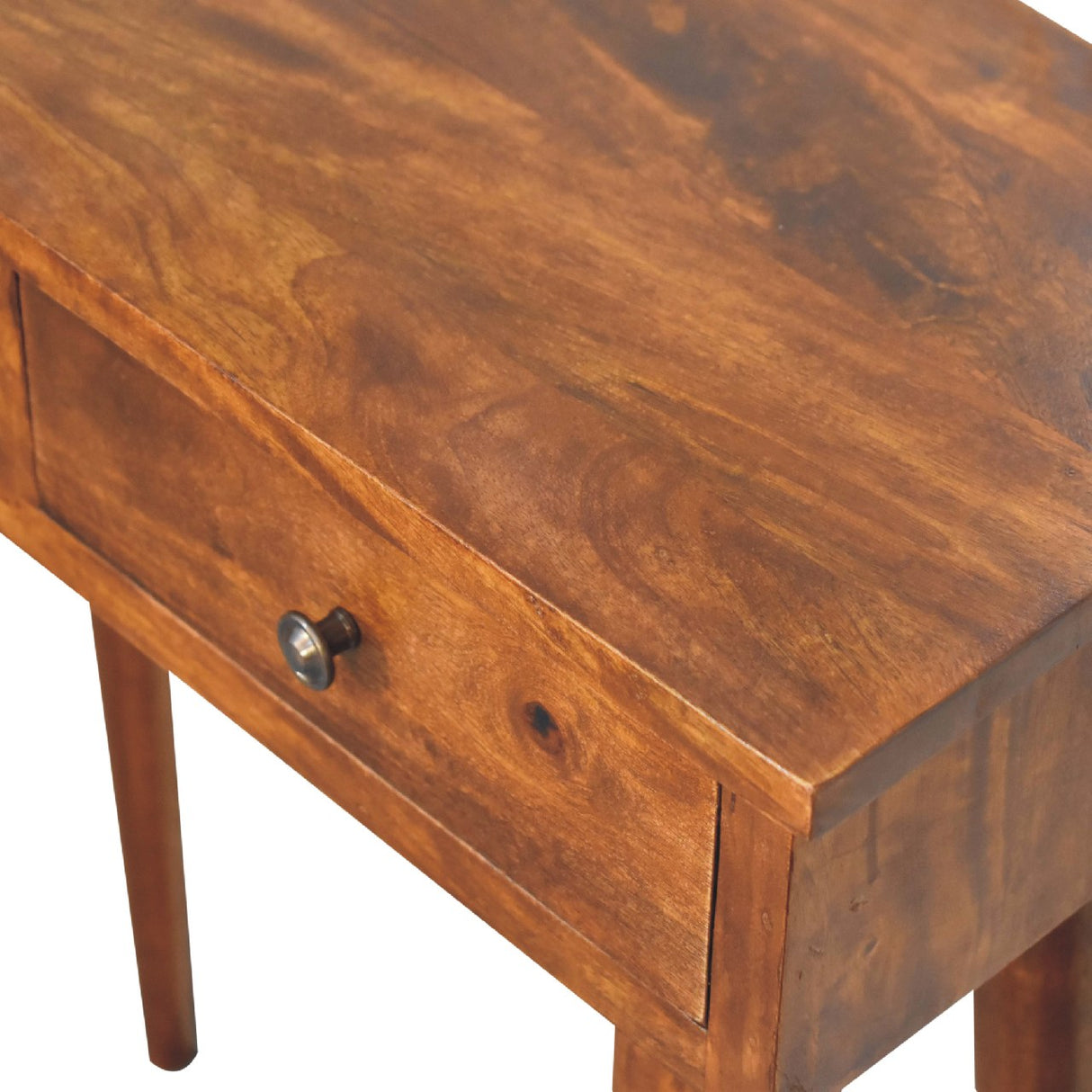 Solid Mango Wood Mini Chestnut Hallway Console with 2 Drawers