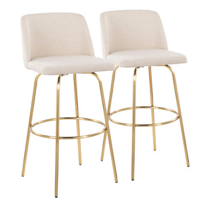 Toriano - Contemporary Fixed Height Barstool With Swivel And Round Footrest (Set of 2)