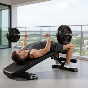 Adjustable Weight Bench with Resistance Bands, Foldable Incline/Decline Workout Bench for Full-Body Training, Multi-Purpose Strength Training Bench for Home Gym