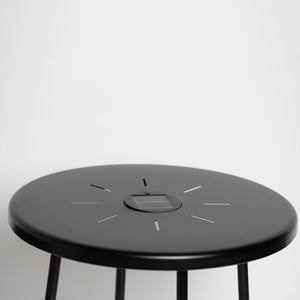 2-Pack Solar Powered Side Table with LED Light, Outdoor/Indoor Nesting Round End Table Set