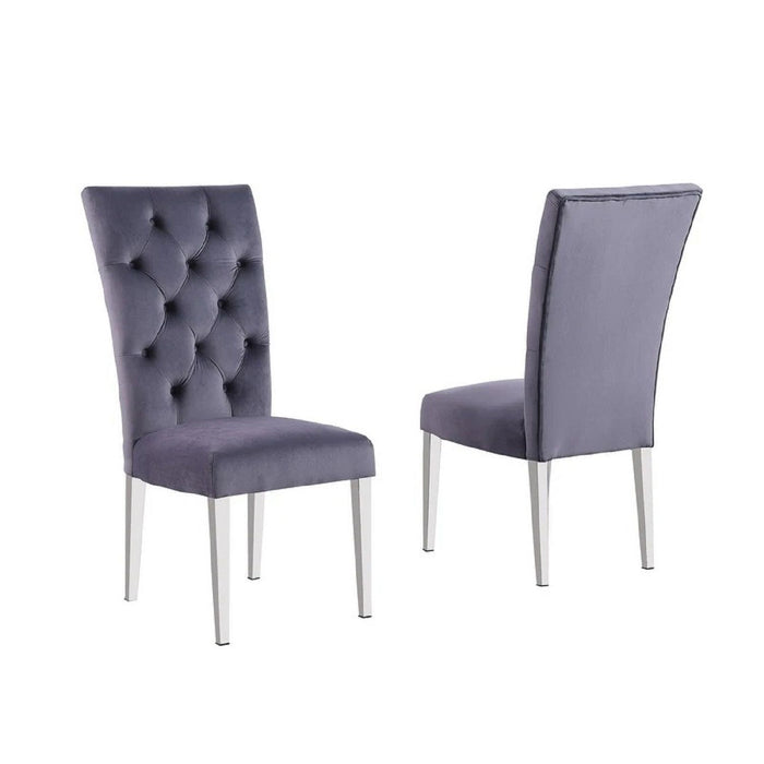 Modern Upholstered Tufted Dining Chair Set with Metal Legs - Dark Gray, Black or Beige