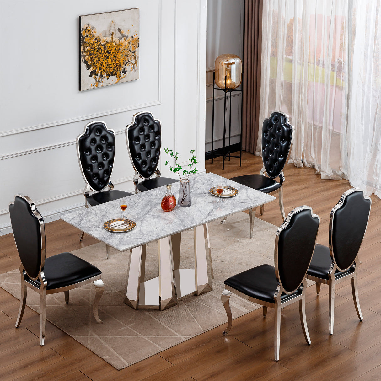 Marble Dining Table for 6 People