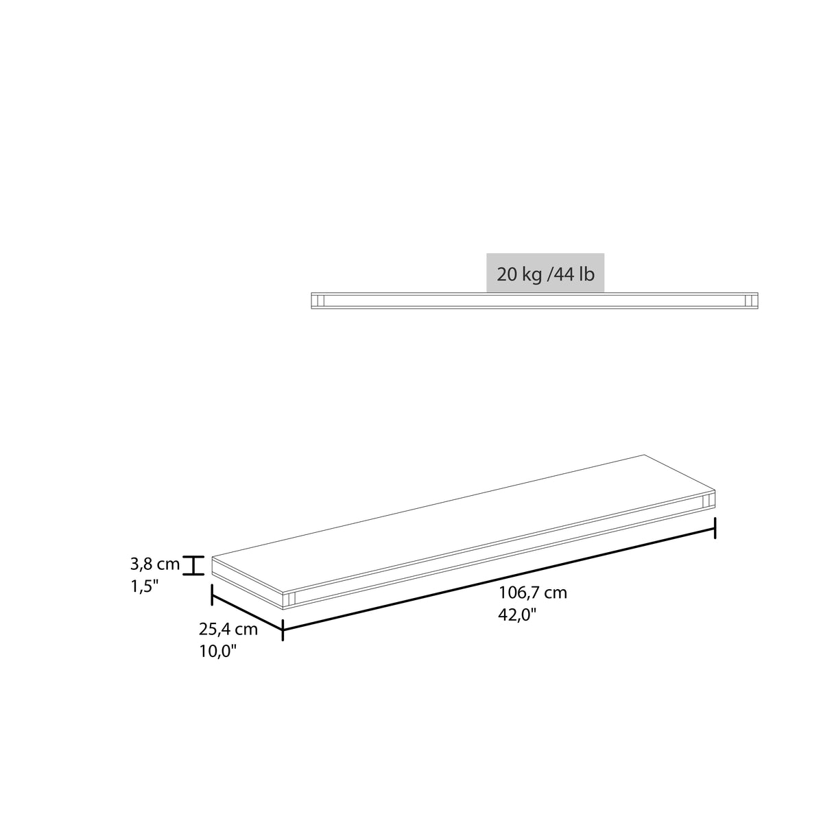 24-Inch Floating Wall Shelf, Wenge, Modern Display Ledge