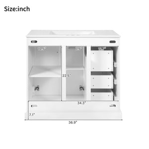 Bathroom Vanity With Sink, Soft Close Doors, Adjustable Shelf & 3 Drawers