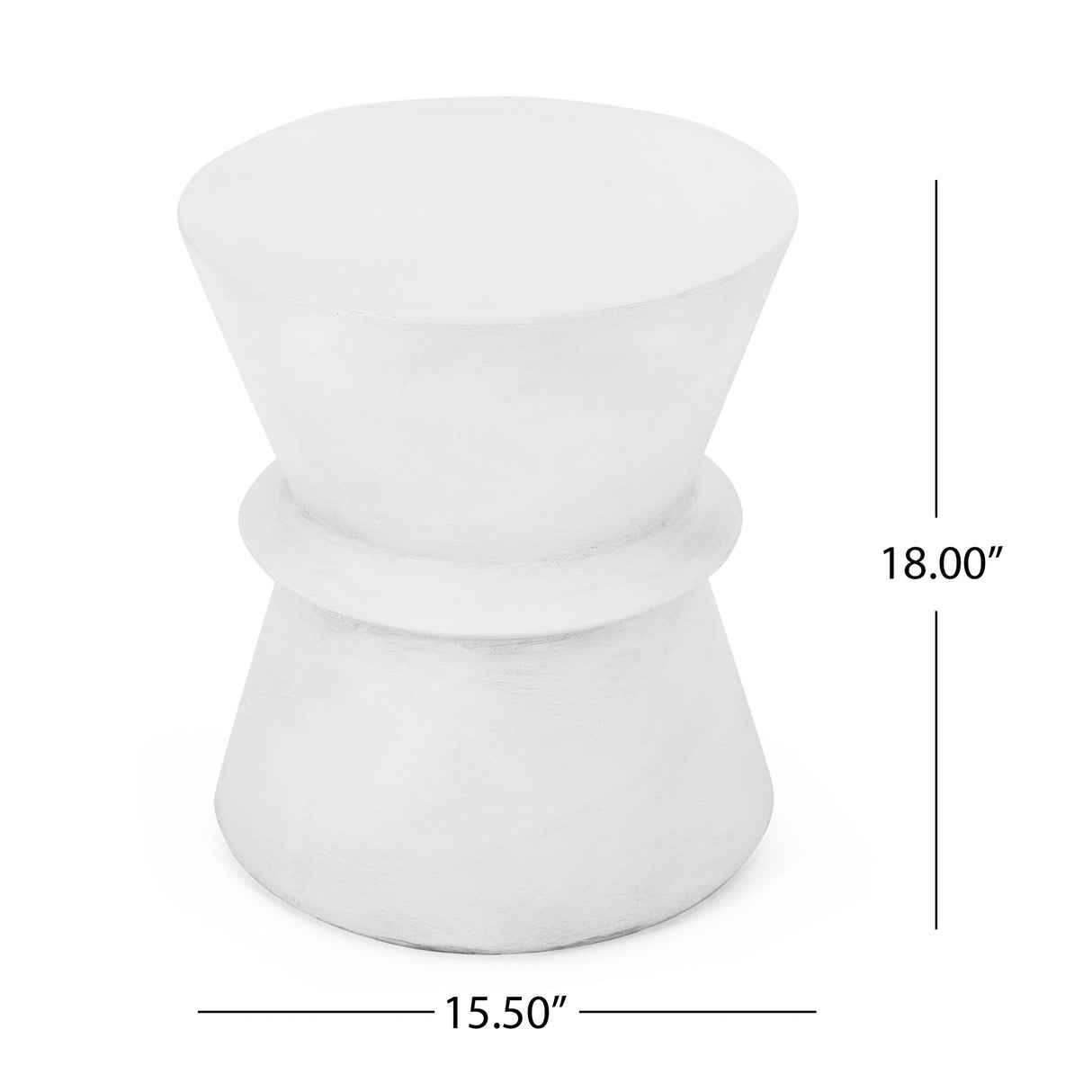 Outdoor Lightweight Concrete End Table With Hourglass Structure - Antique White - Best Buy Furniture