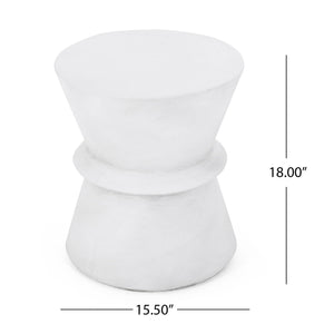 Outdoor Lightweight Concrete End Table With Hourglass Structure - Antique White - Best Buy Furniture