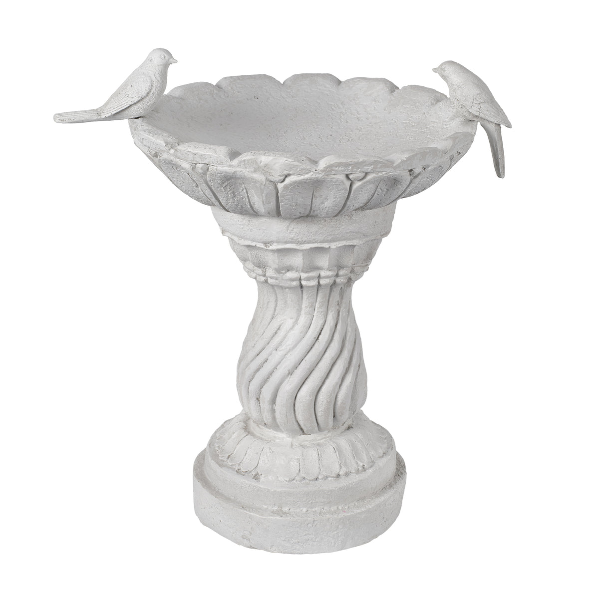 Garden Bird Bath Statue with Decorative Basin - Resin - 16.54" High