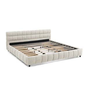 Modern Platform Bed Frame With Thick Fabric