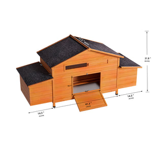 Large Wooden Chicken Coop with Nesting Box and Ventilated Hen House