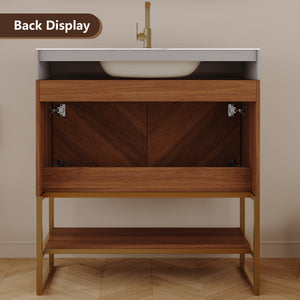 29.9" Modern Free-standing Bathroom Vanity with Ceramic Sink