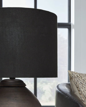 Naareman - Terracotta Table Lamp - Metallic Black - Best Buy Furniture