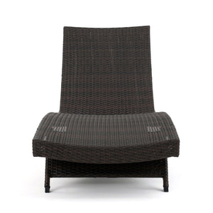 Mysticism Outdoor Chaise Lounge With Adjustable Backrest And Foldable Legs - Brown Multi